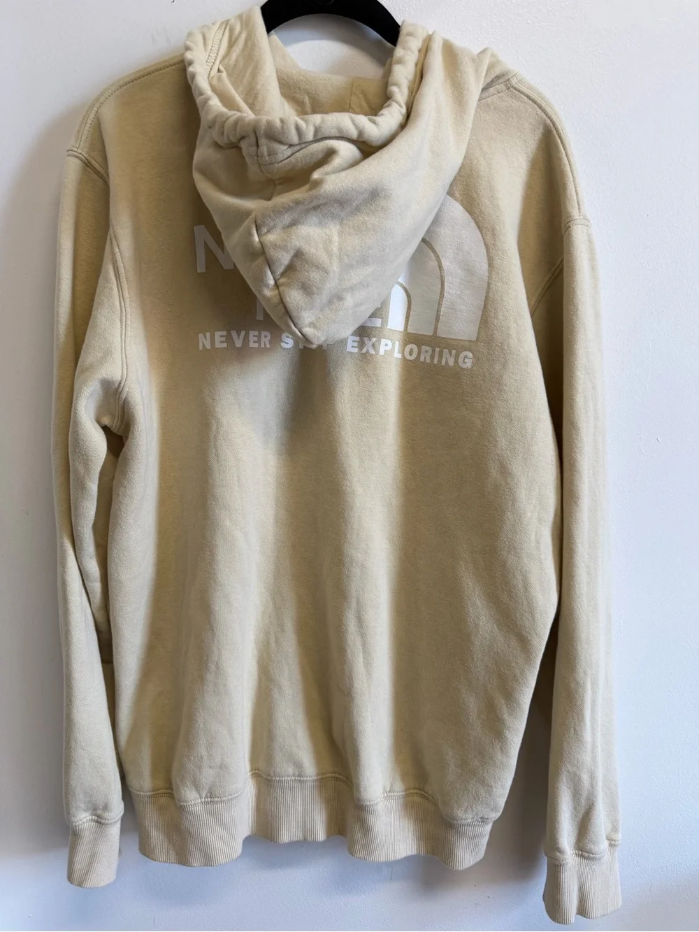 The North Face Hoodie Mens Large Beige Half Dome Back Logo Pullover Gorpcore